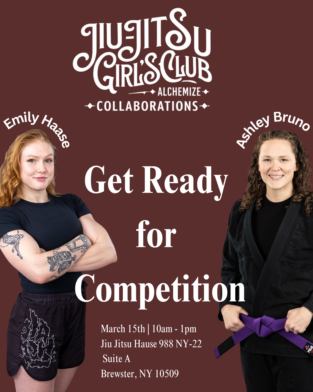 Ashley and Emily in jiu jitsu gear