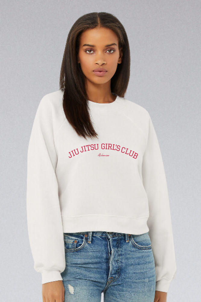 Jiu Jitsu Girls Club Baby Cropped Sweatshirt - White