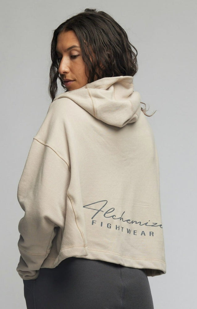 LIMITED EDITION: Signature French Terry Drop Shoulder Cropped Hoodie - Camel
