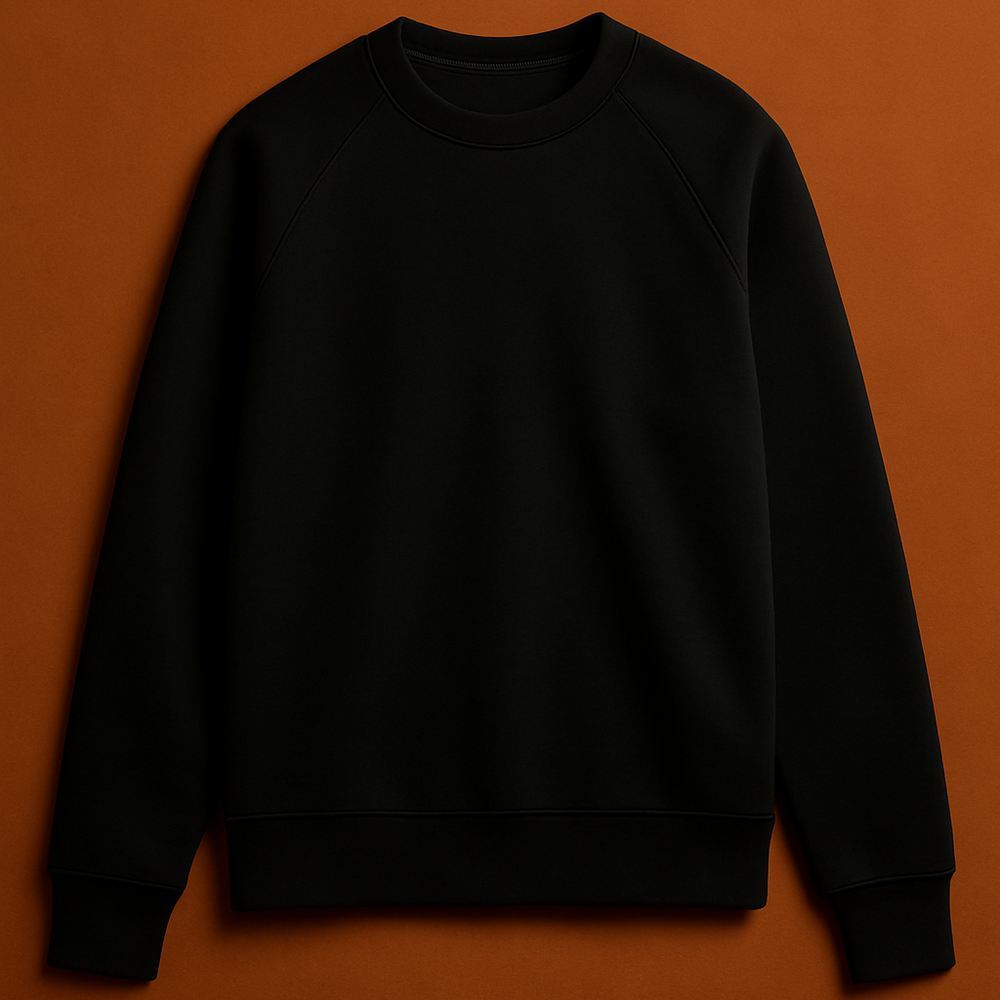Black sweatshirt on a brown background
