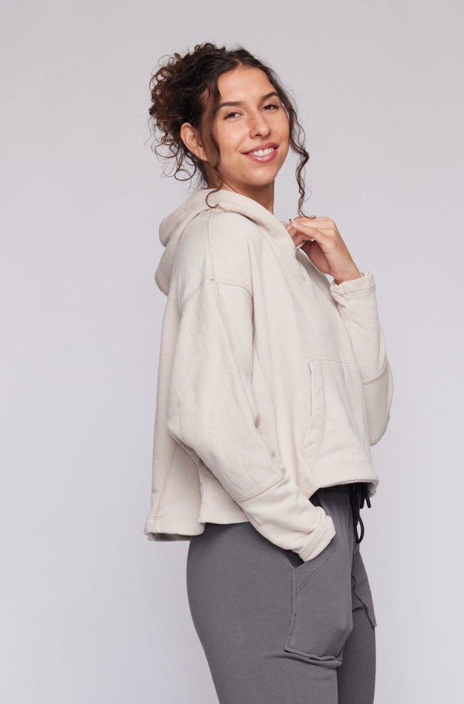 Drop-Shoulder Cropped Hoodie