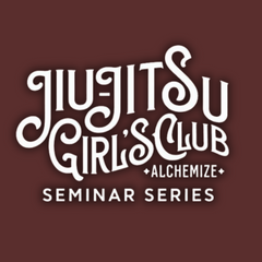 Logo for Jiu Jitsu Girl's Club Seminar Series on a brown background