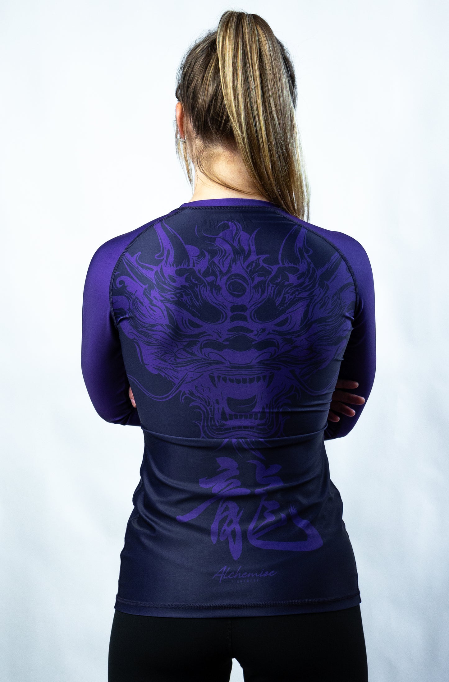 Long Sleeve Purple Ranked Rash Guard for Women's Jiu Jitsu Grappling Combat Sport