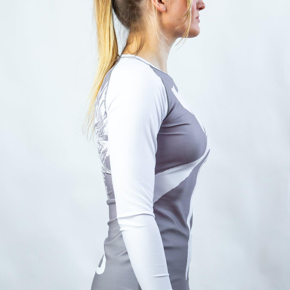
                  
                    She Rises Long Sleeve Ranked Rash Guard - White Belt - Alchemize Fightwear
                  
                