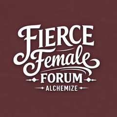Fierce Female Forum logo on a maroon background