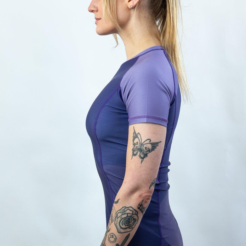 
                  
                    She Rises Short Sleeve Phoenix Rash Guard - Purple - Alchemize Fightwear
                  
                
