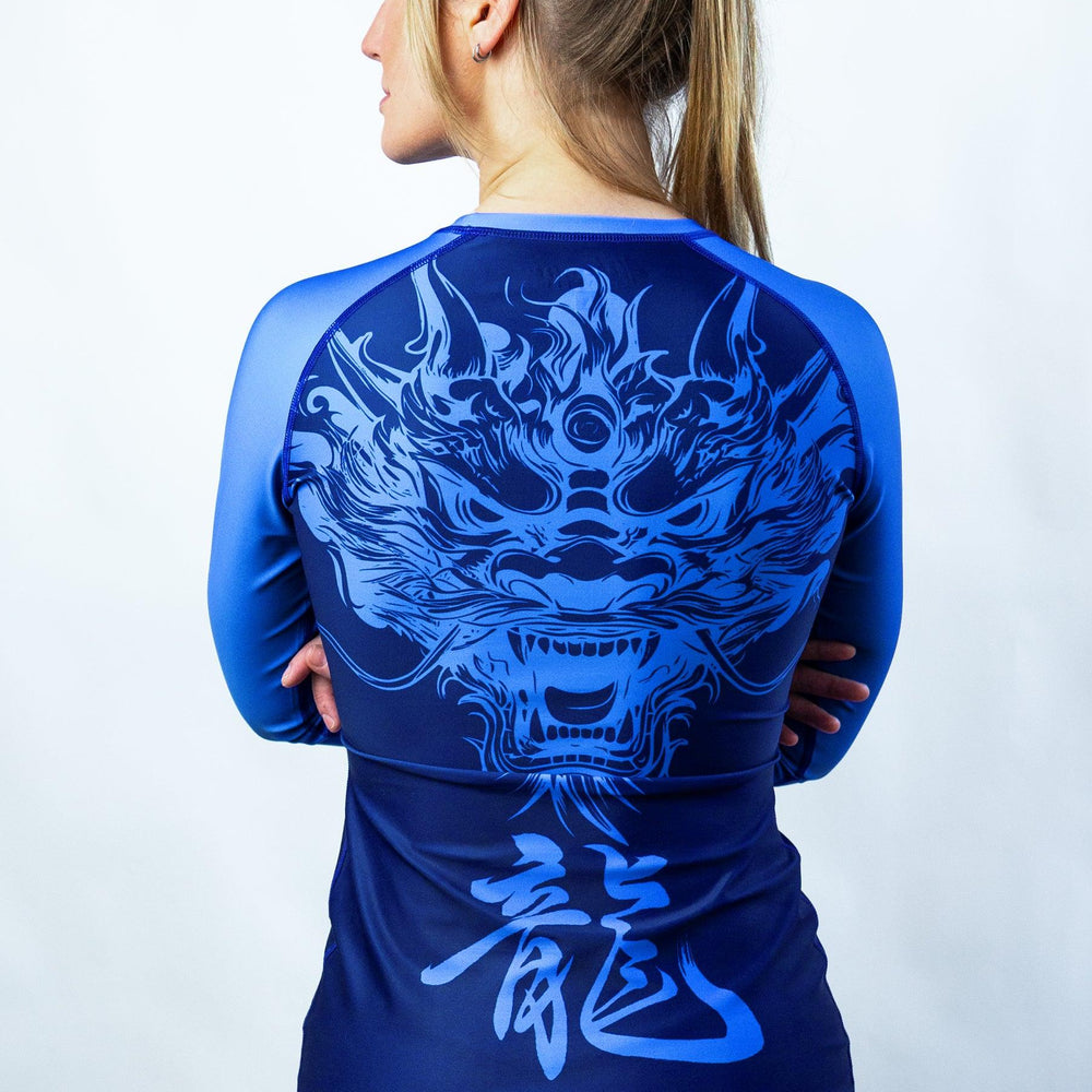 She Rises Long Sleeve Ranked Rash Guard - Blue Belt - Alchemize Fightwear