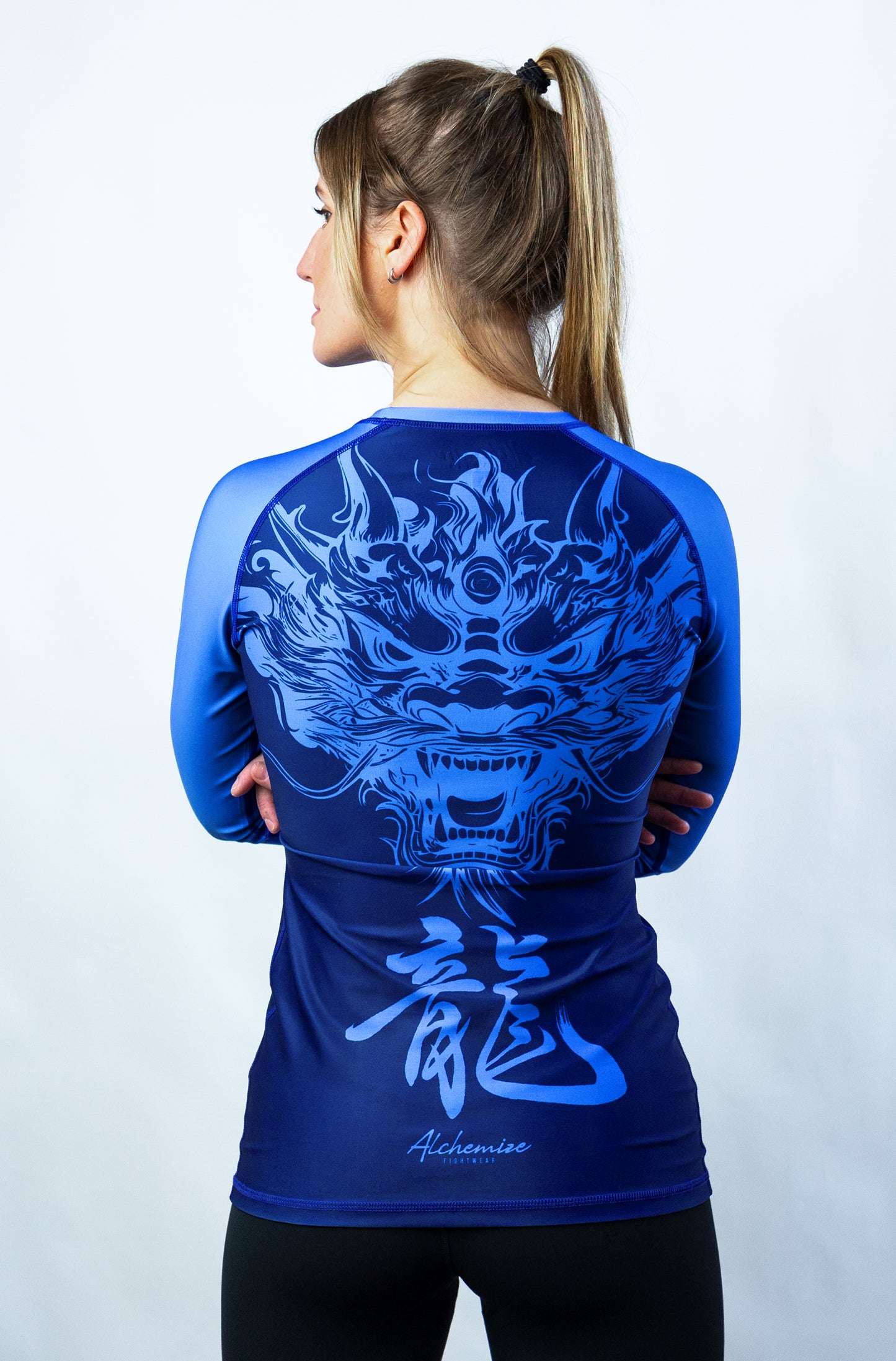 Bold Blue Women's Jiu Jitsu Long Sleeve Ranked Rash Guard